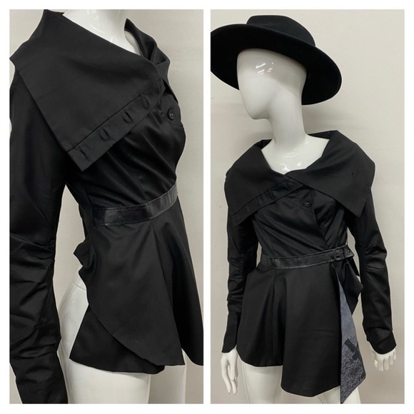 WIDOW - DOLLS KILL black cowl neck asymmetrical wrap jacket sizes S, L NWT - Picture 3 of 8